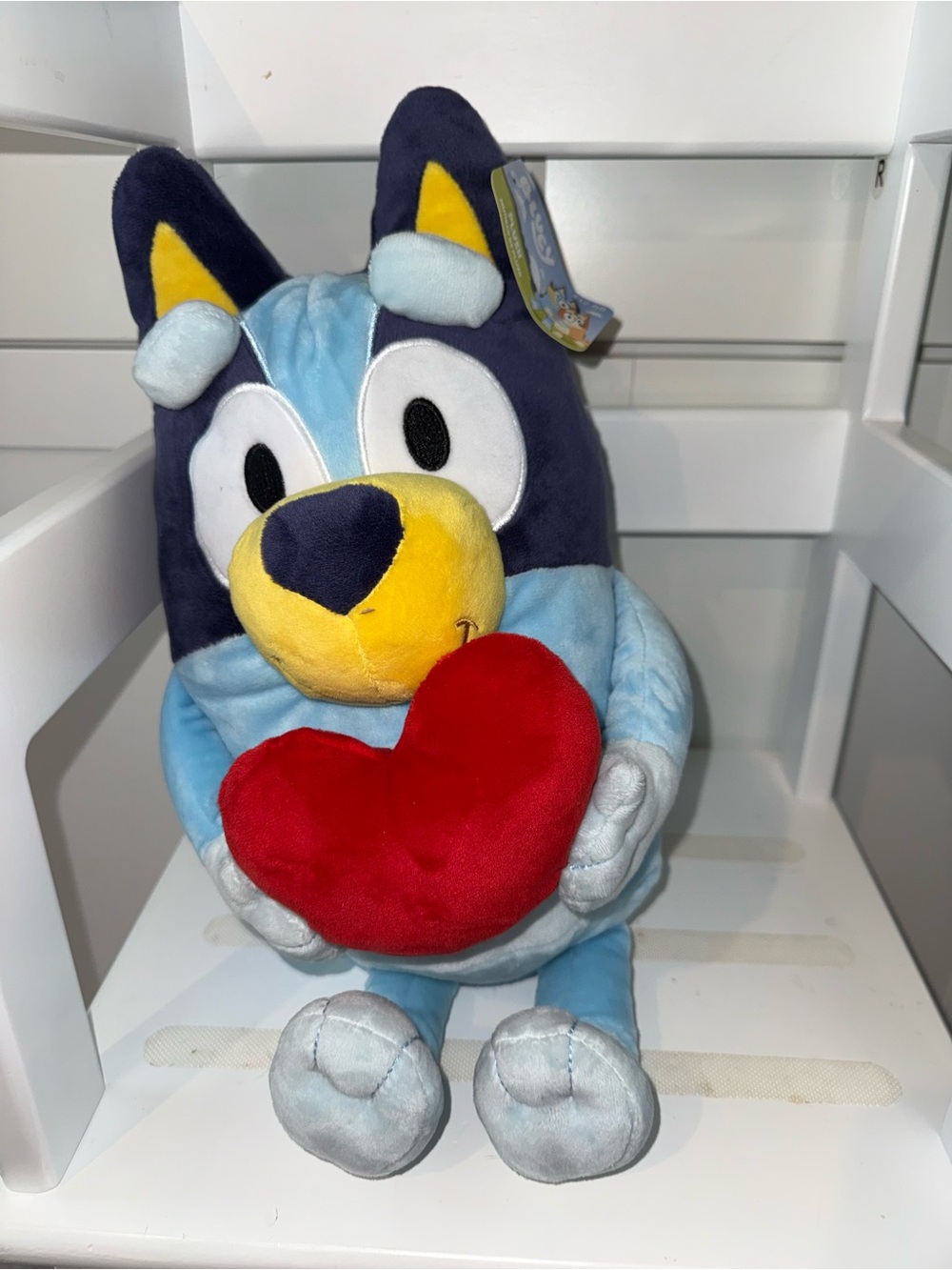 Bluey Plush Holding Red Heart Plush Toy